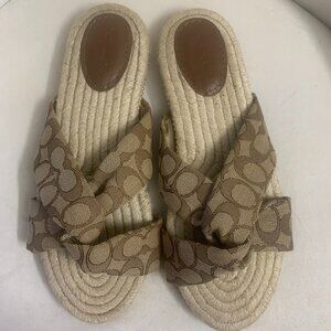 Coach Charli Espadrille Signature Jacquard Slides Slip-On Size 11